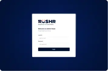 Pantalla de inicio de sesión en el panel RUSHR